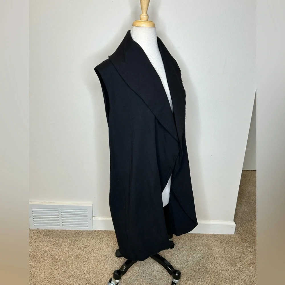 bryn Walker Cotton Open Black Cardigan Vest Size M - Picture 2 of 10